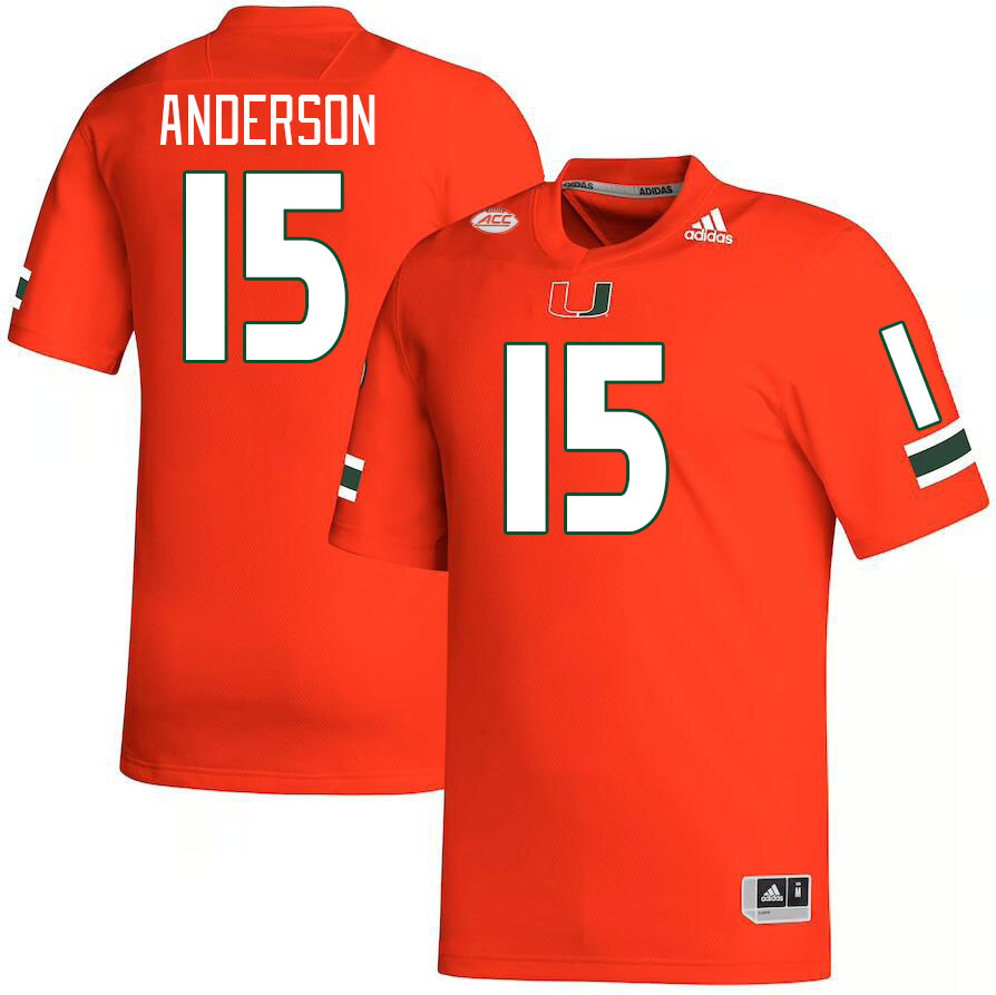 Men #15 Judd Anderson Miami Hurricanes College Football Jerseys Stitched-Orange